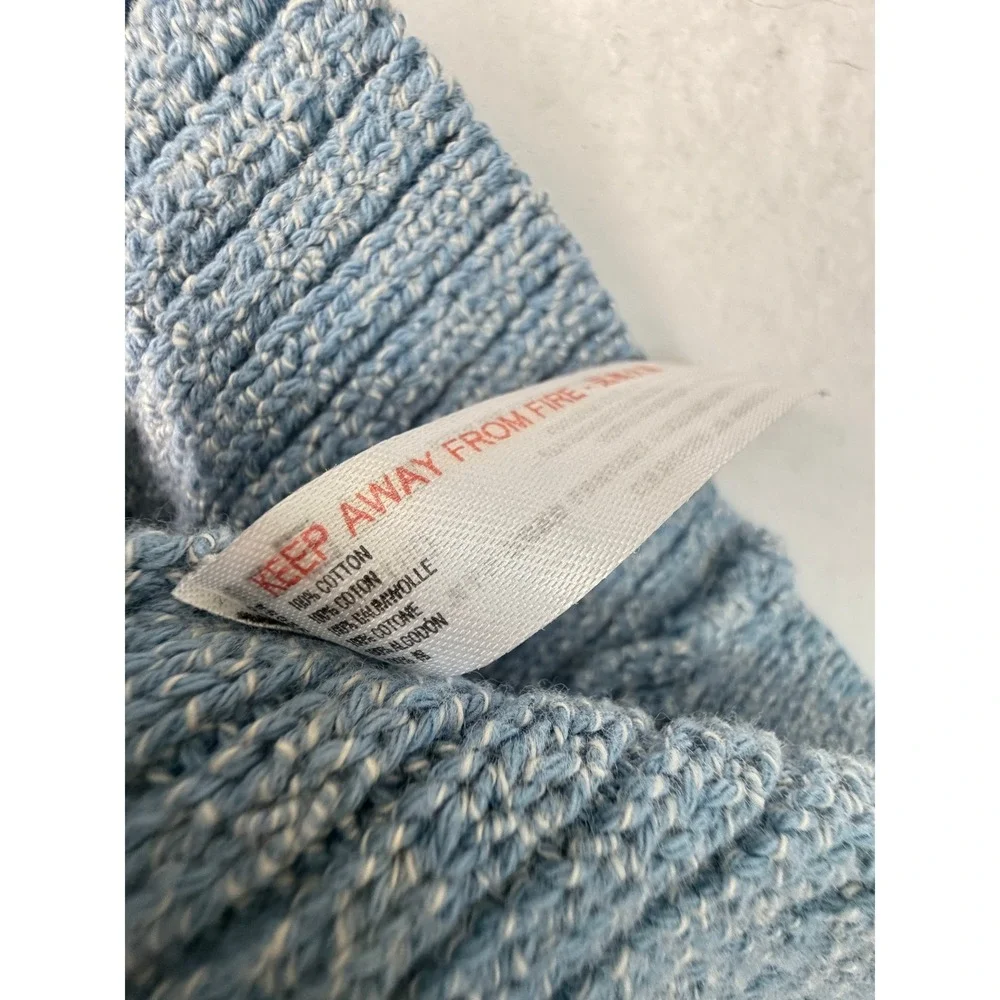 FP Beach Free People Blue Ribbed Knit Mock Neck Cap Sleeve Sweater Top M NWOT